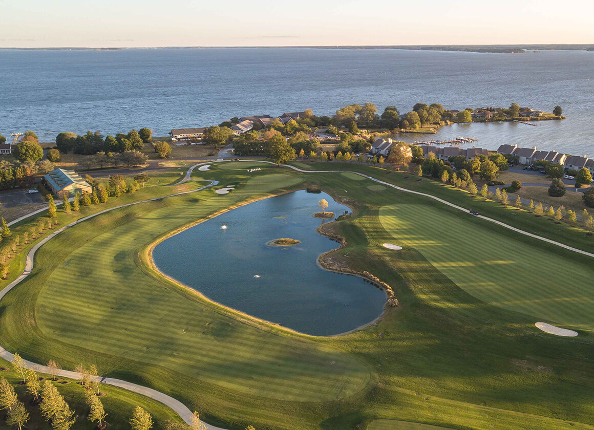 Aerial view of golf course